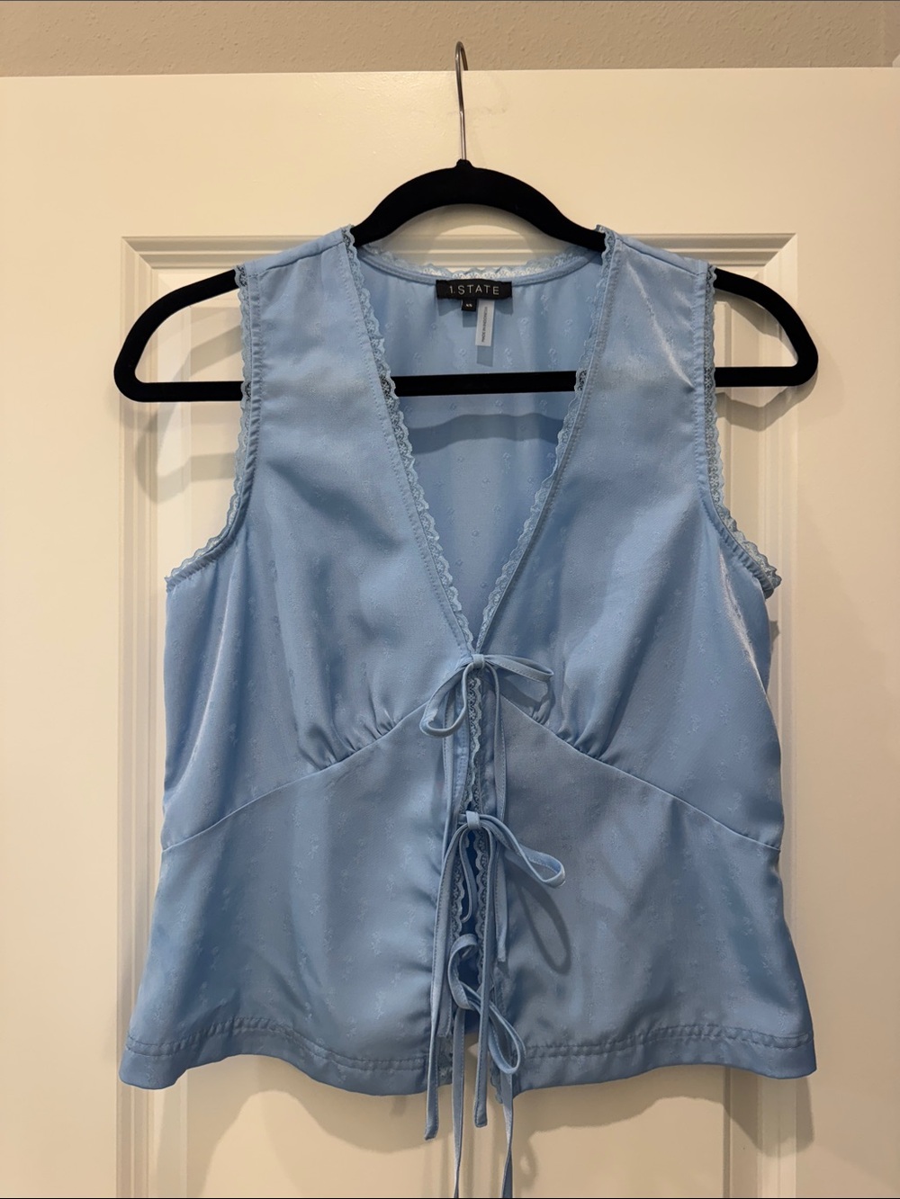 Light Blue tie front Sleeveless
